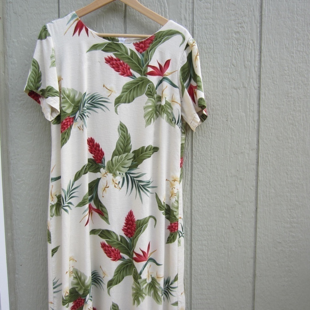 Shannon Marie‎ Maxi Dress women's L Tropical Floral Print Made in Hawaii Summery